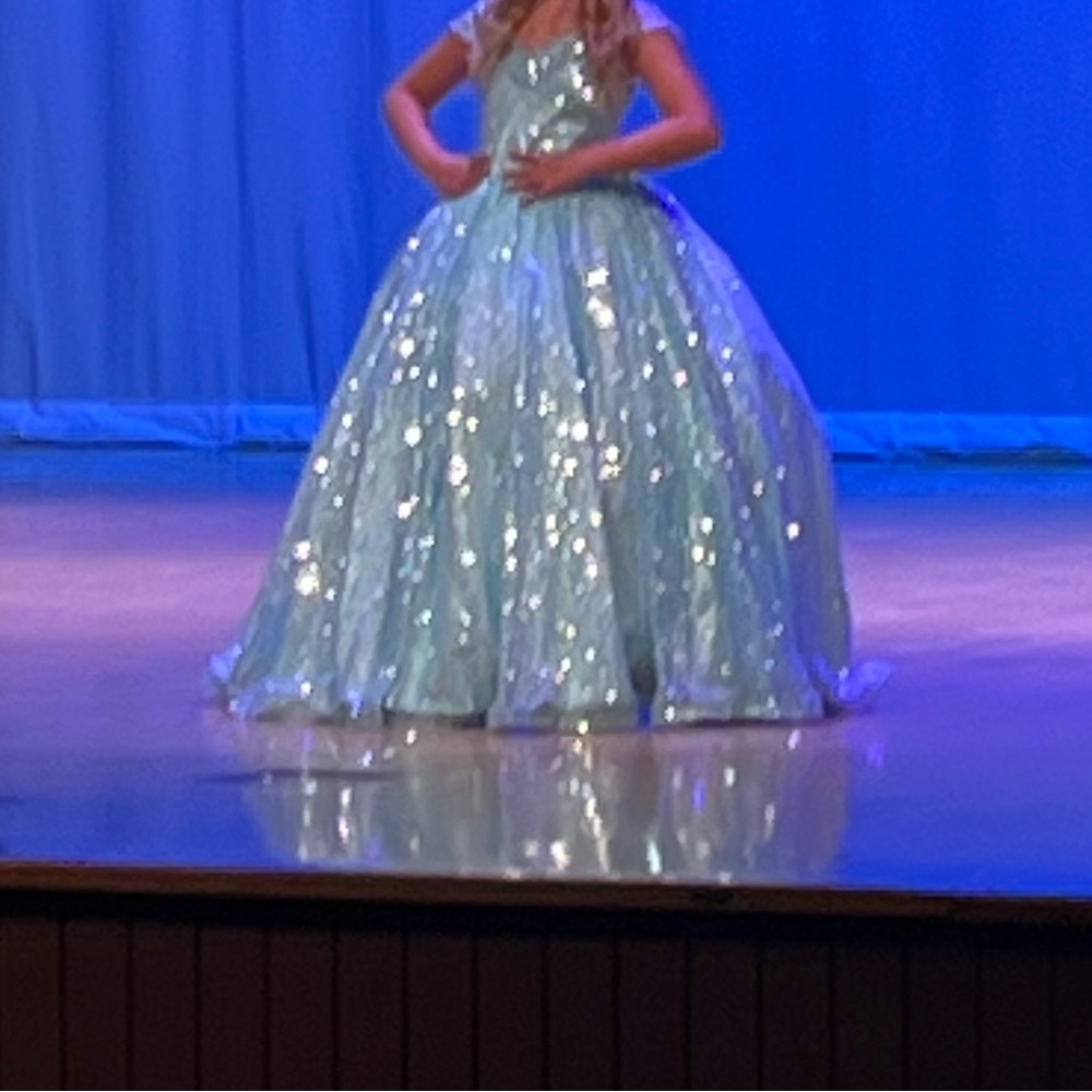 Tiffany Princess aqua sequin pageant gown - Picture 3 of 4